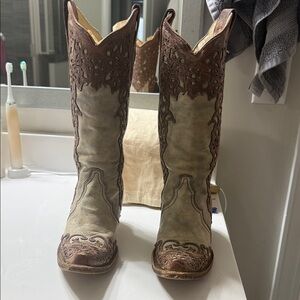 Brown and Cream Western Boots